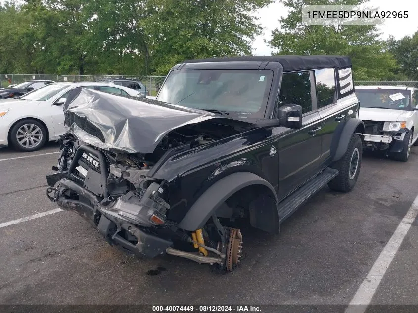 2022 Ford Bronco Outer Banks VIN: 1FMEE5DP9NLA92965 Lot: 40074449