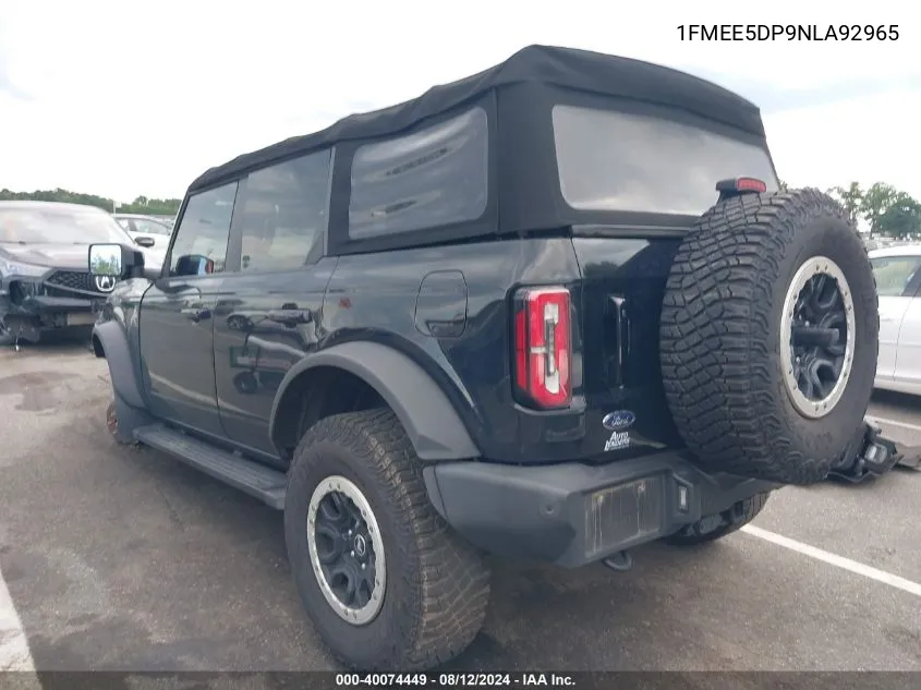 2022 Ford Bronco Outer Banks VIN: 1FMEE5DP9NLA92965 Lot: 40074449