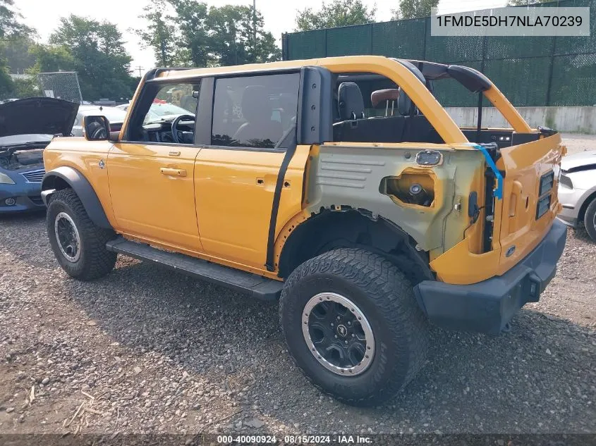 2022 Ford Bronco Outer Banks VIN: 1FMDE5DH7NLA70239 Lot: 40090924