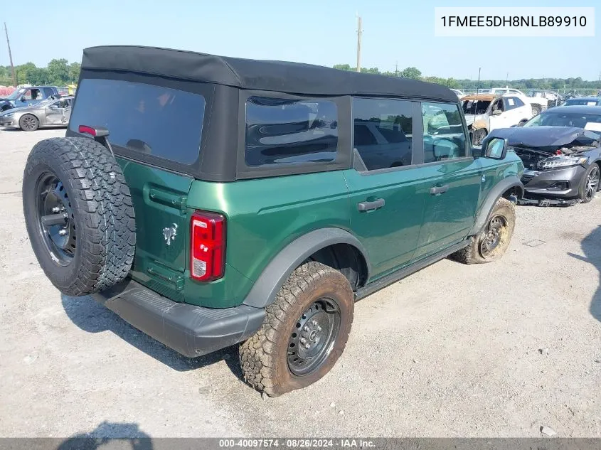 2022 Ford Bronco Black Diamond VIN: 1FMEE5DH8NLB89910 Lot: 40097574