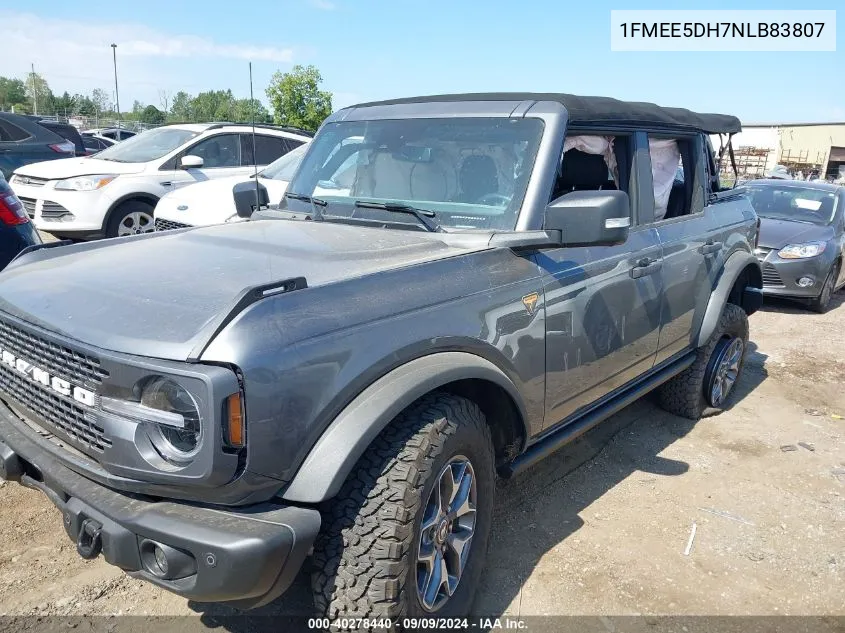 2022 Ford Bronco Badlands VIN: 1FMEE5DH7NLB83807 Lot: 40278440