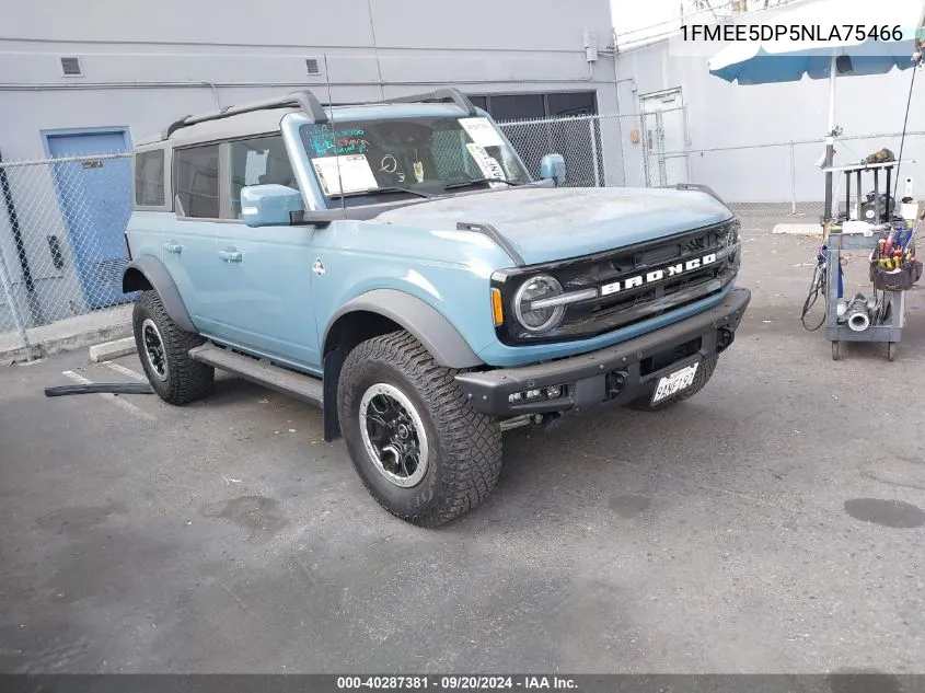 2022 Ford Bronco Outer Banks VIN: 1FMEE5DP5NLA75466 Lot: 40287381