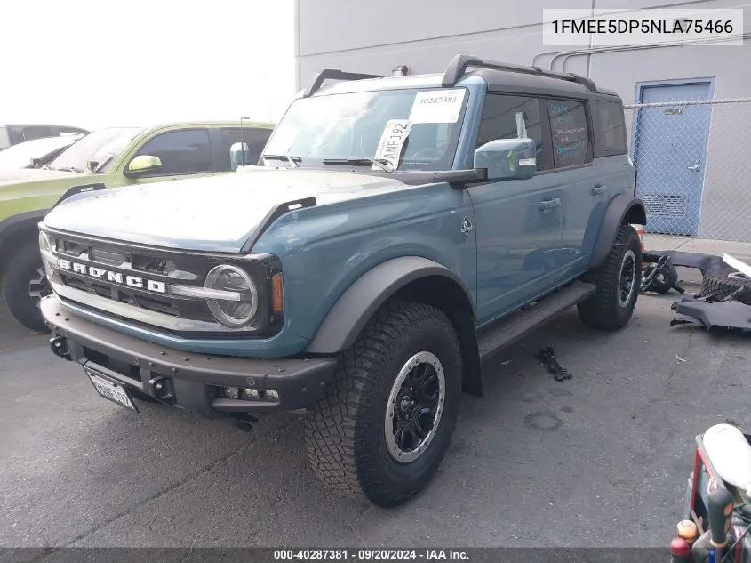 2022 Ford Bronco Outer Banks VIN: 1FMEE5DP5NLA75466 Lot: 40287381