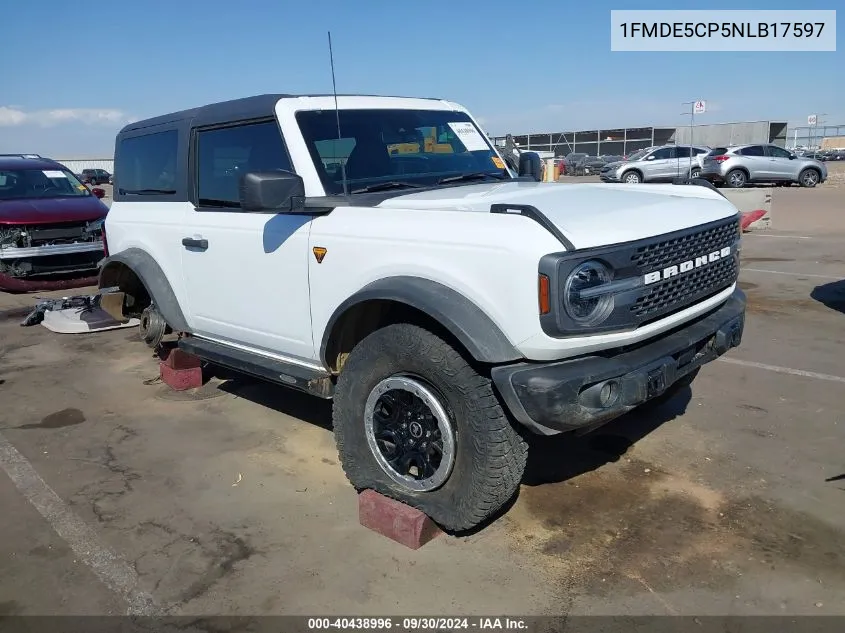 2022 Ford Bronco Badlands VIN: 1FMDE5CP5NLB17597 Lot: 40438996