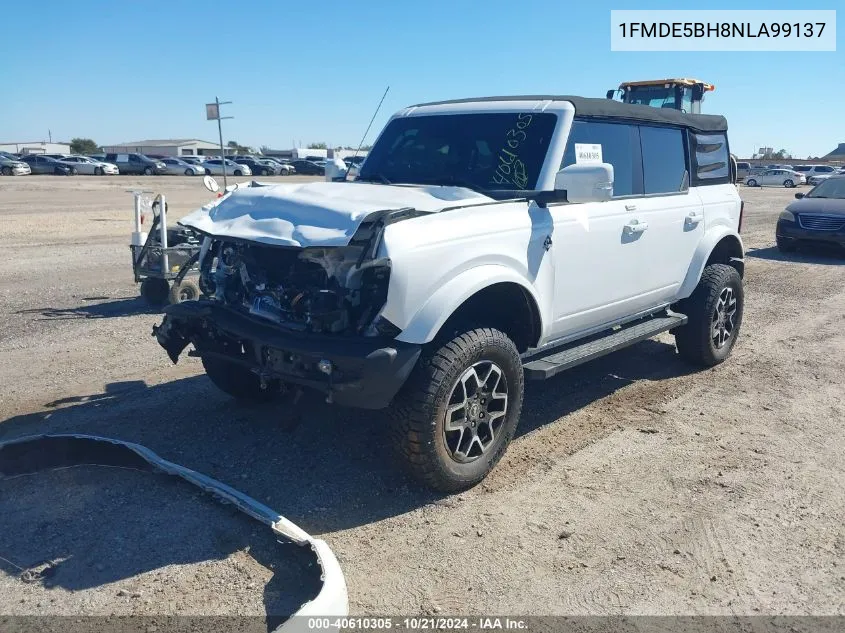 2022 Ford Bronco Big Bend/Black Diamond/Ou VIN: 1FMDE5BH8NLA99137 Lot: 40610305