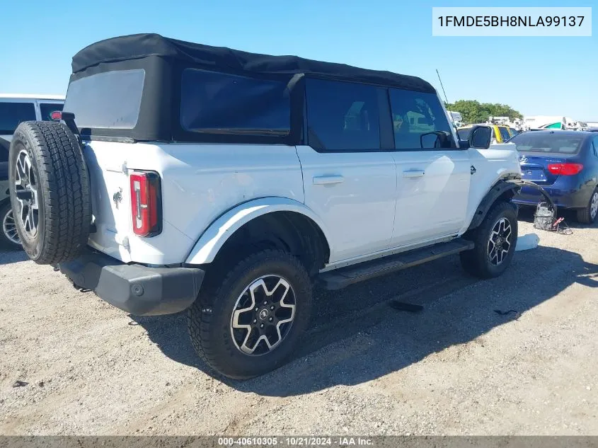 2022 Ford Bronco Big Bend/Black Diamond/Ou VIN: 1FMDE5BH8NLA99137 Lot: 40610305