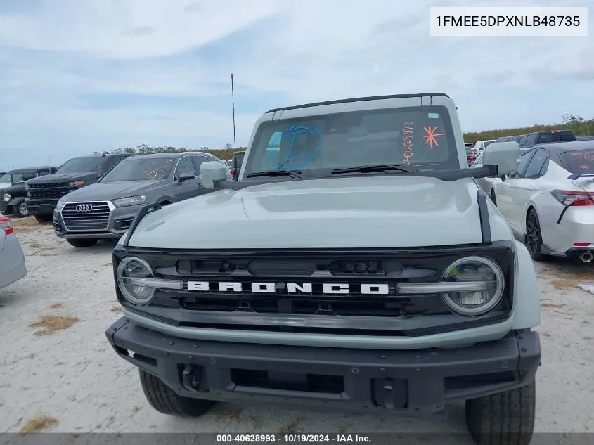 2022 Ford Bronco Outer Banks VIN: 1FMEE5DPXNLB48735 Lot: 40628993