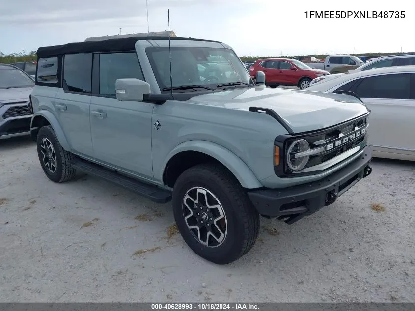 2022 Ford Bronco Outer Banks VIN: 1FMEE5DPXNLB48735 Lot: 40628993