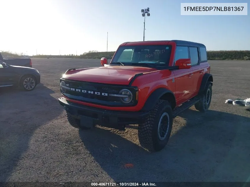 2022 Ford Bronco Outer Banks VIN: 1FMEE5DP7NLB81367 Lot: 40671721