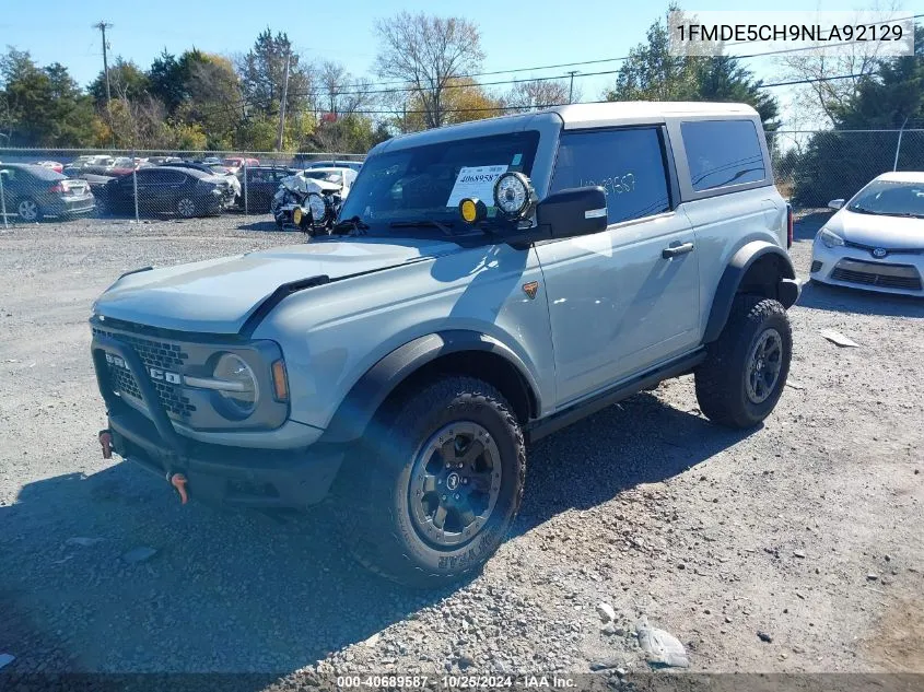 2022 Ford Bronco Badlands VIN: 1FMDE5CH9NLA92129 Lot: 40689587