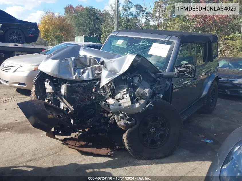 2022 Ford Bronco Outer Banks VIN: 1FMDE5DH0NLA84029 Lot: 40724116