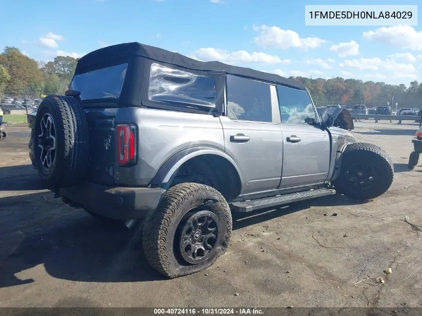 2022 Ford Bronco Outer Banks VIN: 1FMDE5DH0NLA84029 Lot: 40724116