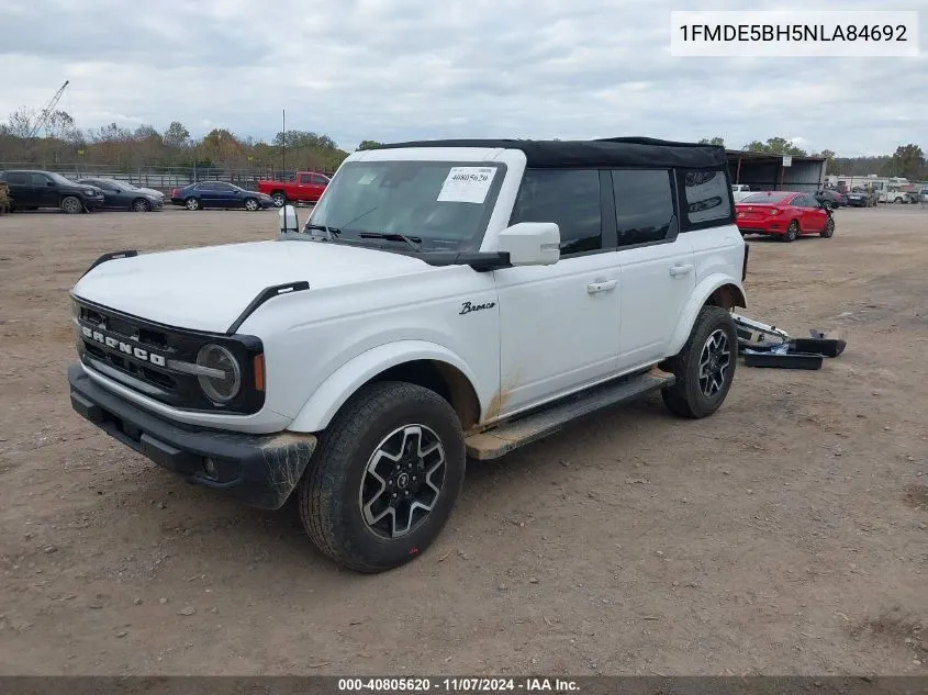 2022 Ford Bronco Outer Banks VIN: 1FMDE5BH5NLA84692 Lot: 40805620