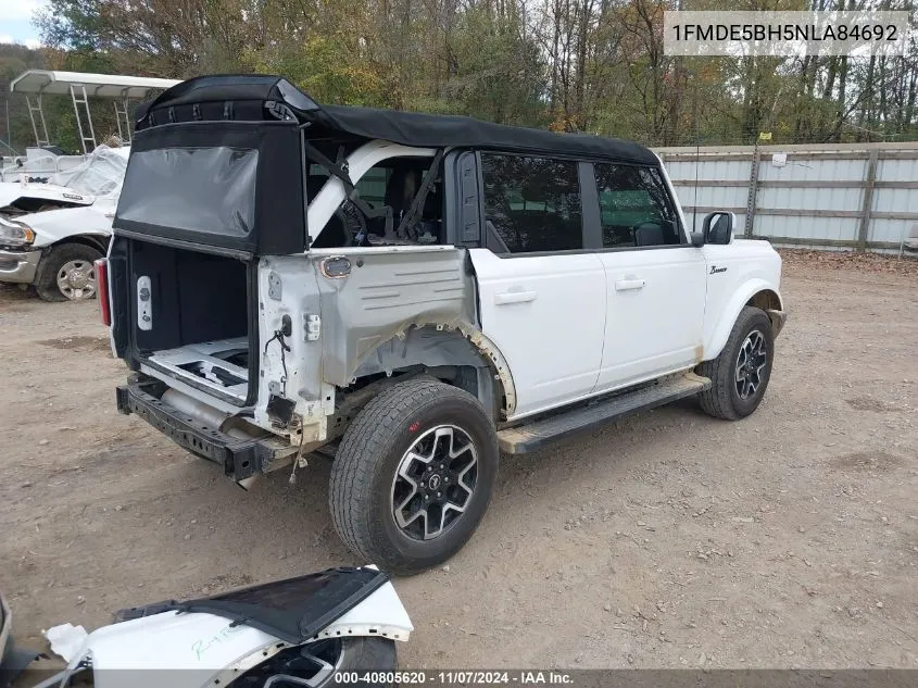 2022 Ford Bronco Outer Banks VIN: 1FMDE5BH5NLA84692 Lot: 40805620