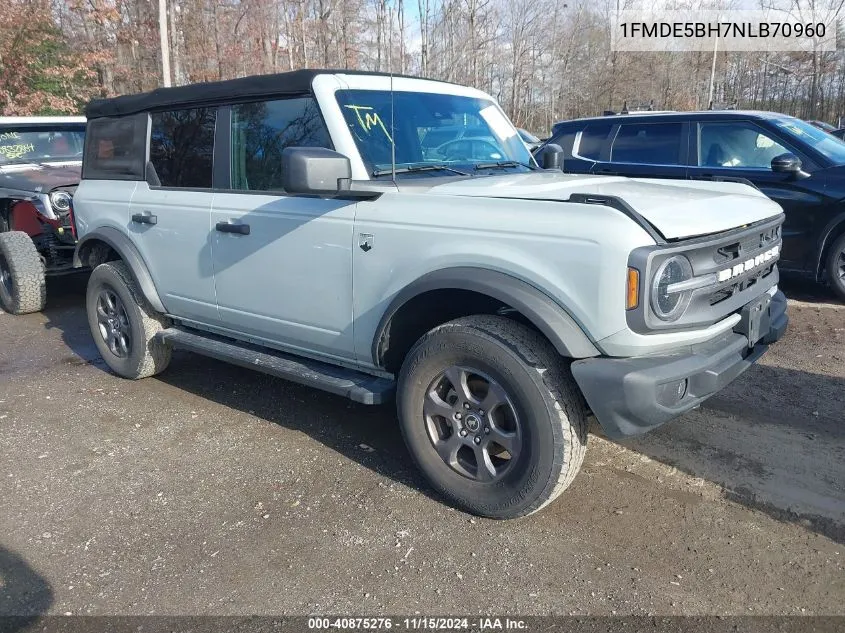 2022 Ford Bronco Big Bend VIN: 1FMDE5BH7NLB70960 Lot: 40875276