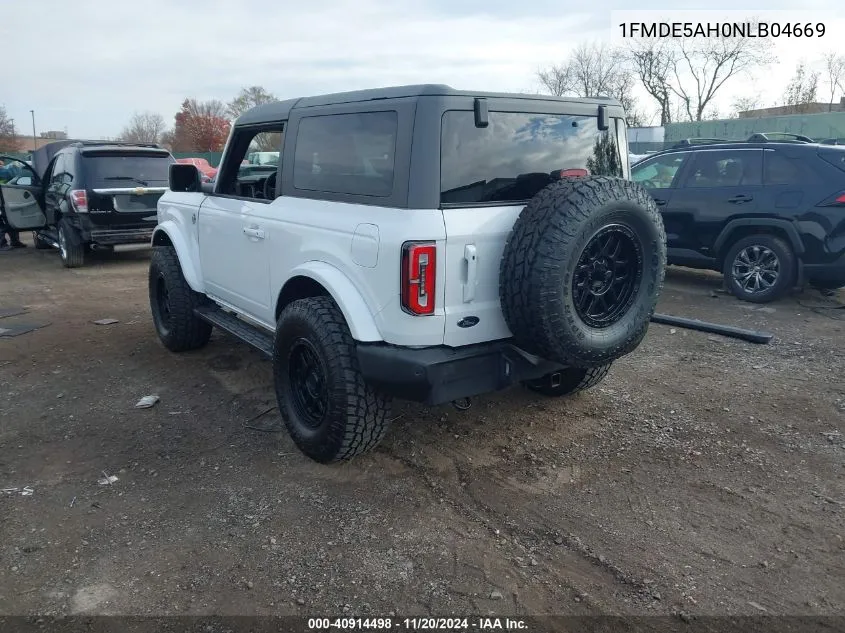 2022 Ford Bronco Outer Banks VIN: 1FMDE5AH0NLB04669 Lot: 40914498