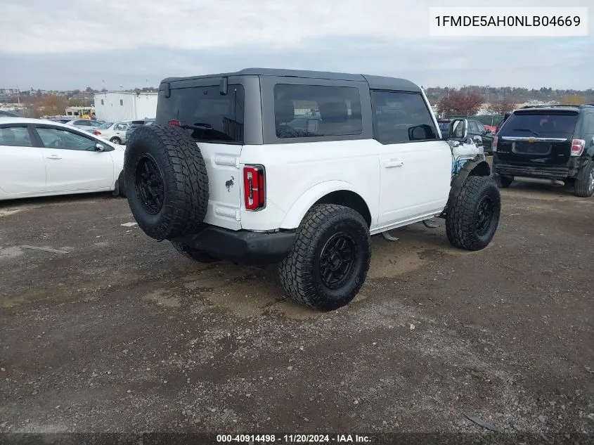 2022 Ford Bronco Outer Banks VIN: 1FMDE5AH0NLB04669 Lot: 40914498