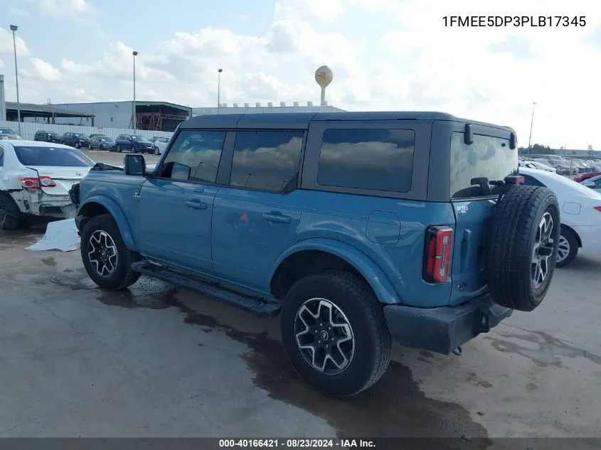 2023 Ford Bronco Outer Banks VIN: 1FMEE5DP3PLB17345 Lot: 40166421