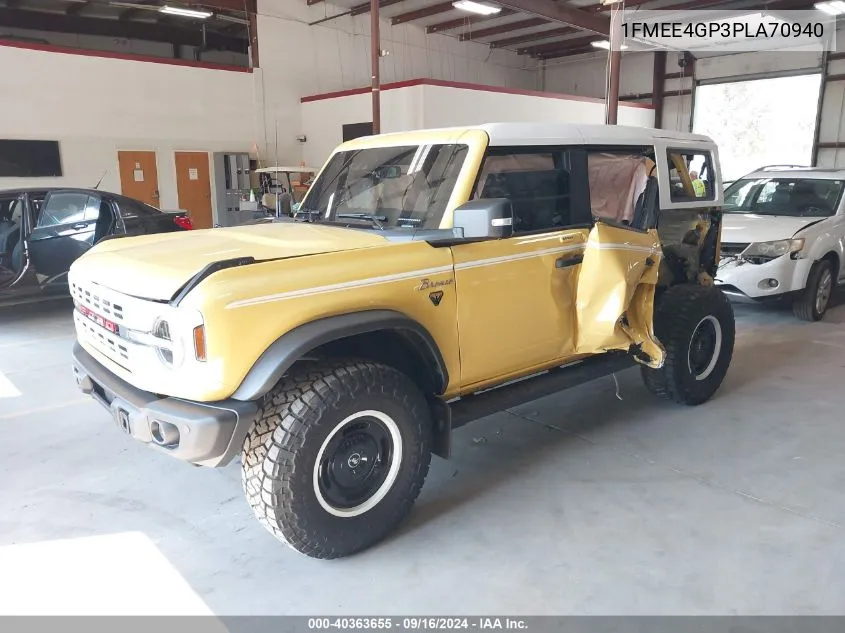 2023 Ford Bronco Heritage Limited Edition VIN: 1FMEE4GP3PLA70940 Lot: 40363655