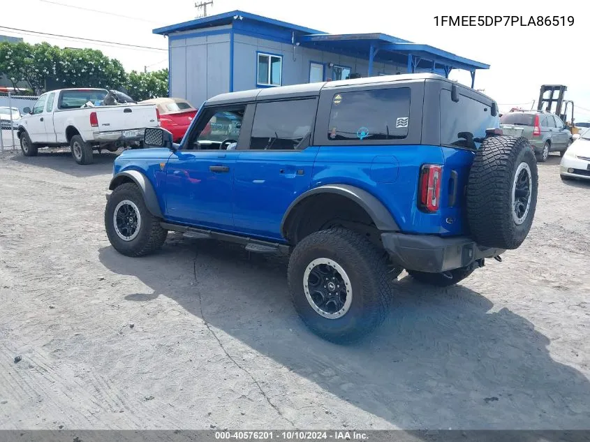 2023 Ford Bronco Badlands VIN: 1FMEE5DP7PLA86519 Lot: 40576201