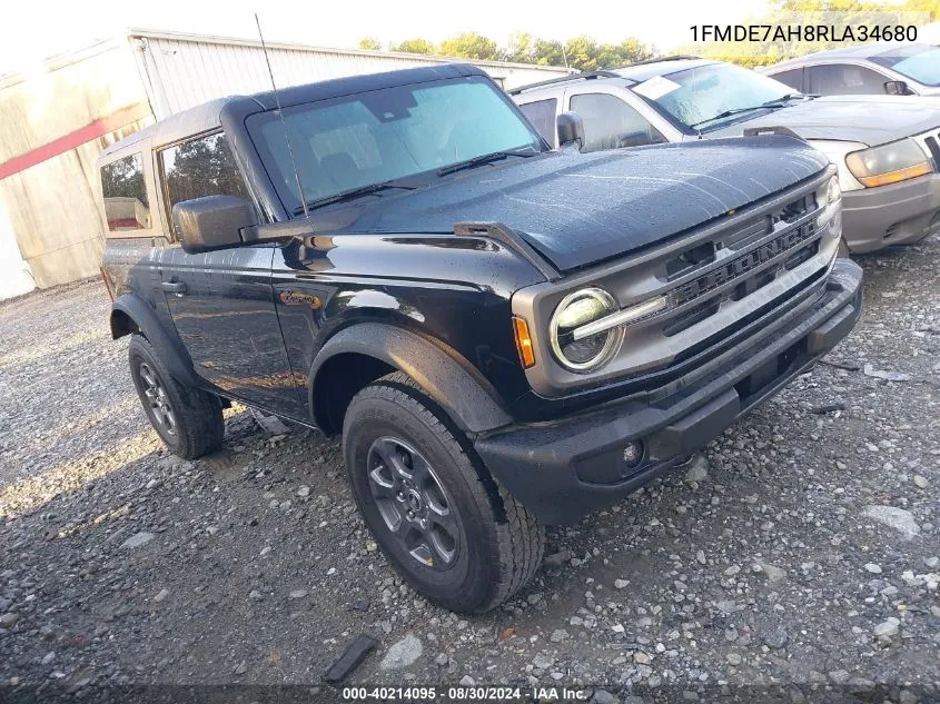 2024 Ford Bronco Big Bend VIN: 1FMDE7AH8RLA34680 Lot: 40214095