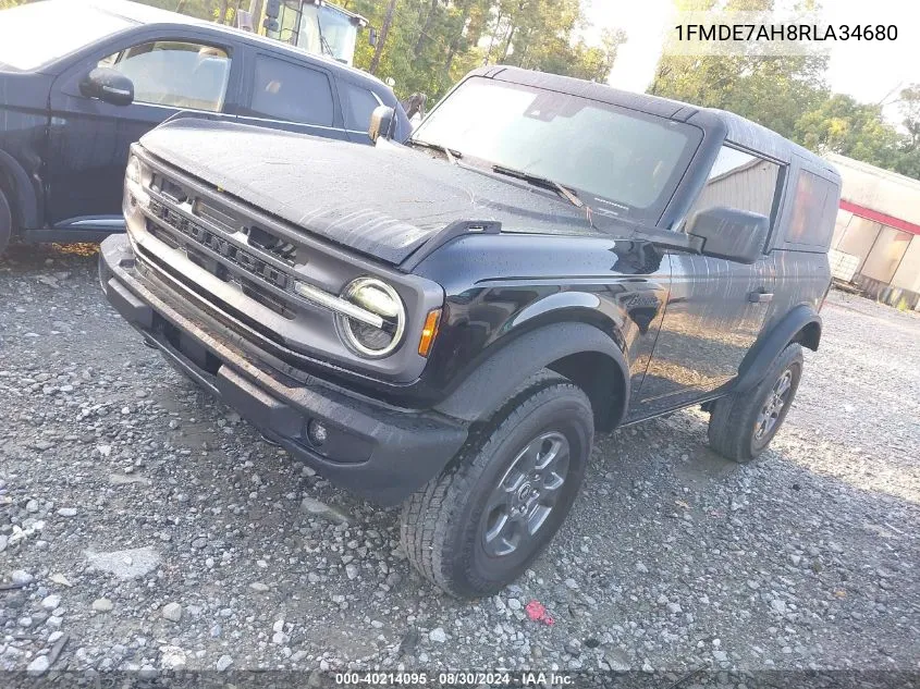 2024 Ford Bronco Big Bend VIN: 1FMDE7AH8RLA34680 Lot: 40214095