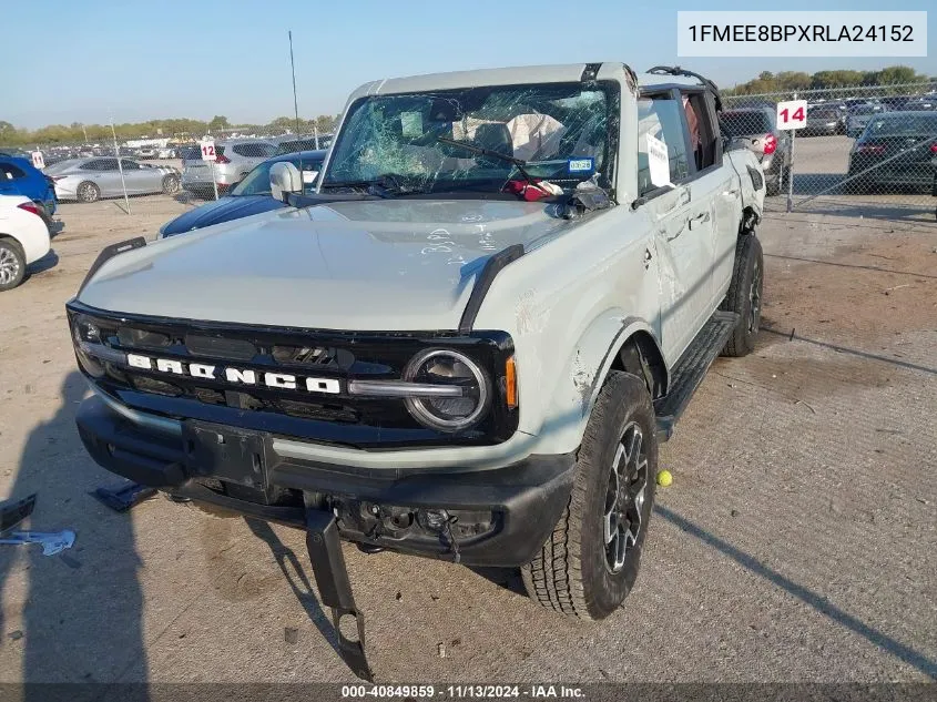 2024 Ford Bronco Outer Banks VIN: 1FMEE8BPXRLA24152 Lot: 40849859