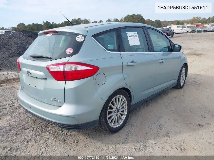 2013 Ford C-Max Hybrid Sel VIN: 1FADP5BU3DL551611 Lot: 40772130