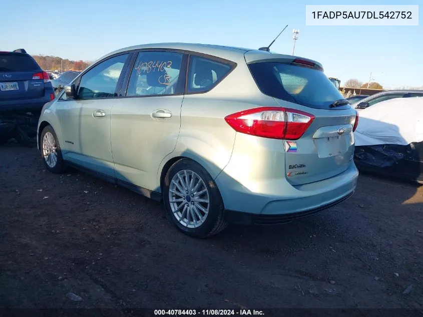 2013 Ford C-Max Hybrid Se VIN: 1FADP5AU7DL542752 Lot: 40784403