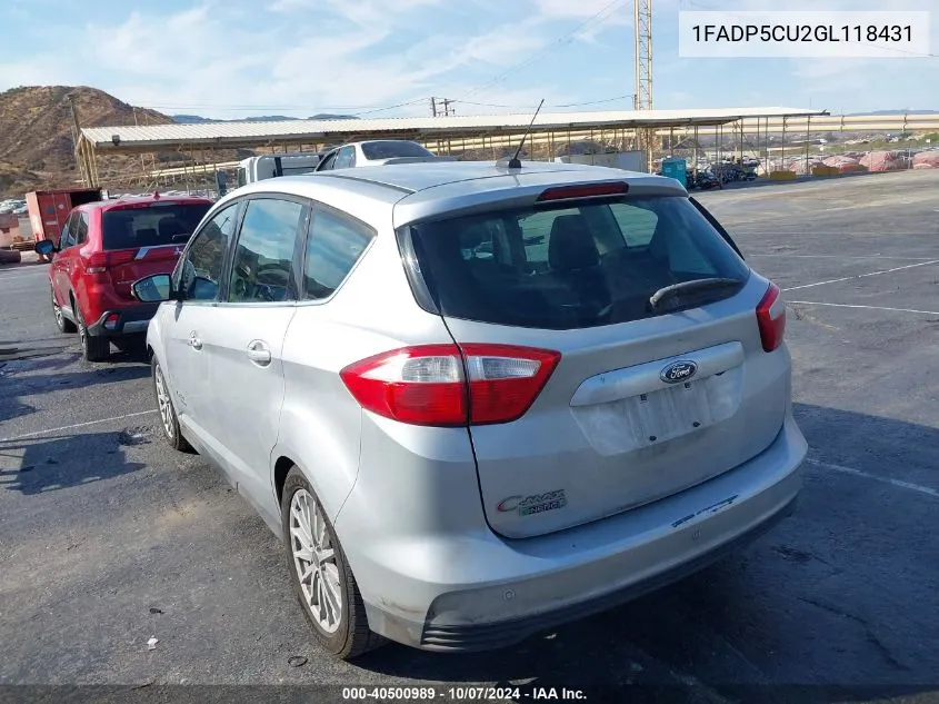 2016 Ford C-Max Energi Sel VIN: 1FADP5CU2GL118431 Lot: 40500989