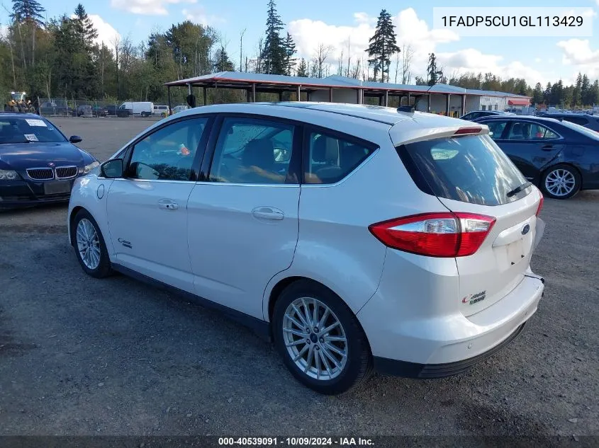 2016 Ford C-Max Energi Sel VIN: 1FADP5CU1GL113429 Lot: 40539091