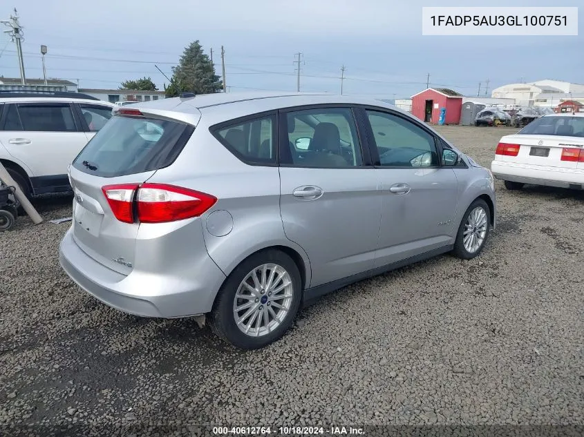 2016 Ford C-Max Hybrid Se VIN: 1FADP5AU3GL100751 Lot: 40612764