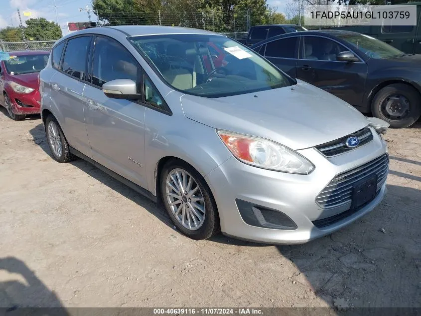 2016 Ford C-Max Hybrid Se VIN: 1FADP5AU1GL103759 Lot: 40639116