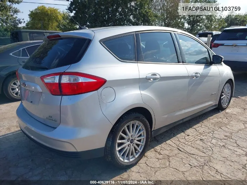 2016 Ford C-Max Hybrid Se VIN: 1FADP5AU1GL103759 Lot: 40639116