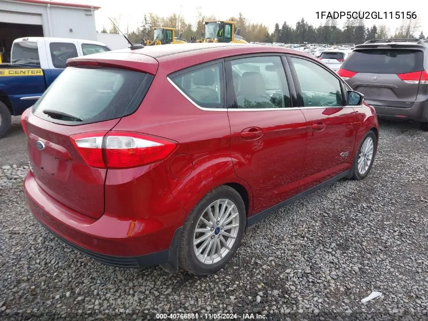 2016 Ford C-Max Energi Sel VIN: 1FADP5CU2GL115156 Lot: 40766881