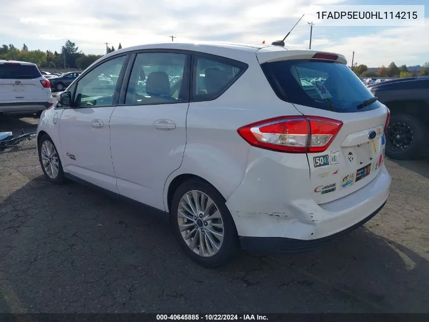 2017 Ford C-Max Energi Se VIN: 1FADP5EU0HL114215 Lot: 40645885