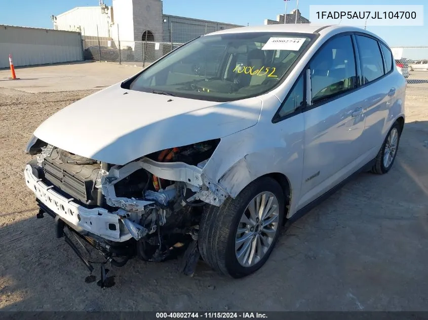 2018 Ford C-Max Hybrid Se VIN: 1FADP5AU7JL104700 Lot: 40802744