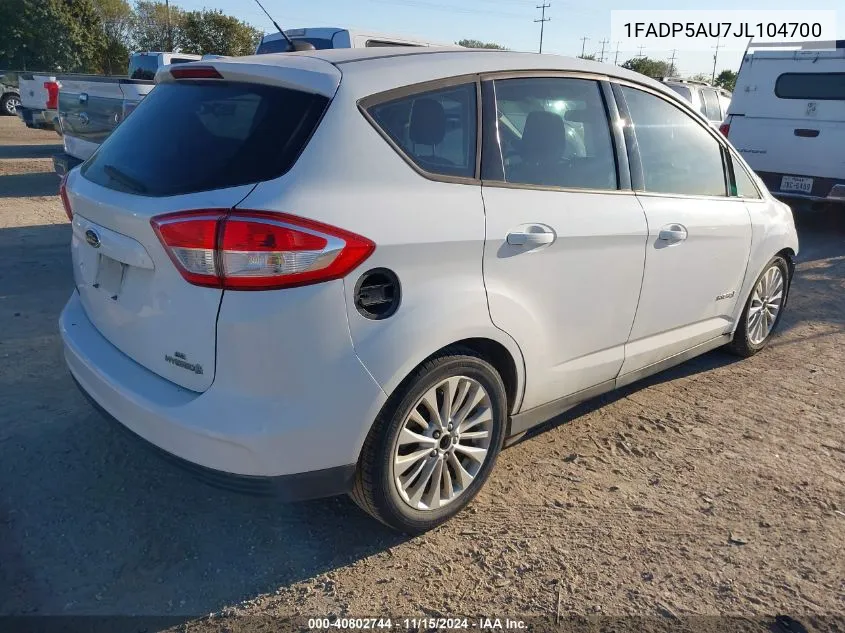 2018 Ford C-Max Hybrid Se VIN: 1FADP5AU7JL104700 Lot: 40802744