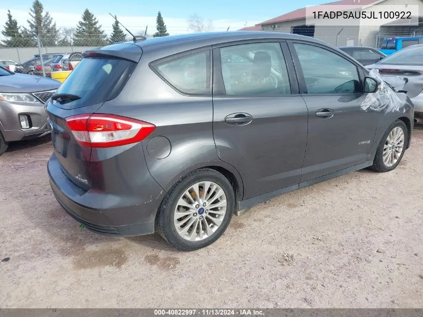 2018 Ford C-Max Hybrid Se VIN: 1FADP5AU5JL100922 Lot: 40822997