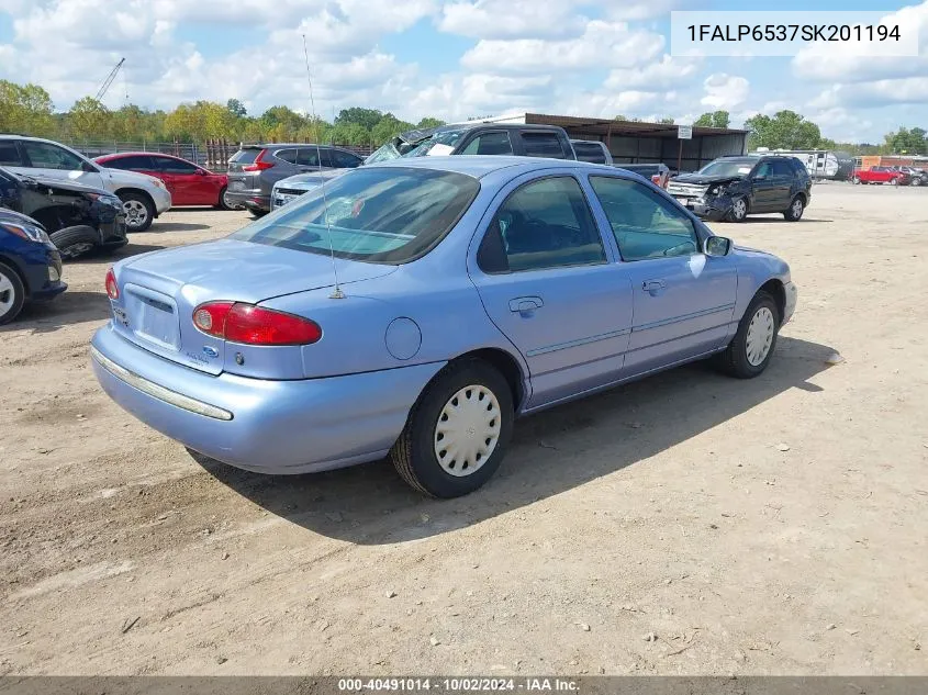 1995 Ford Contour Gl VIN: 1FALP6537SK201194 Lot: 40491014