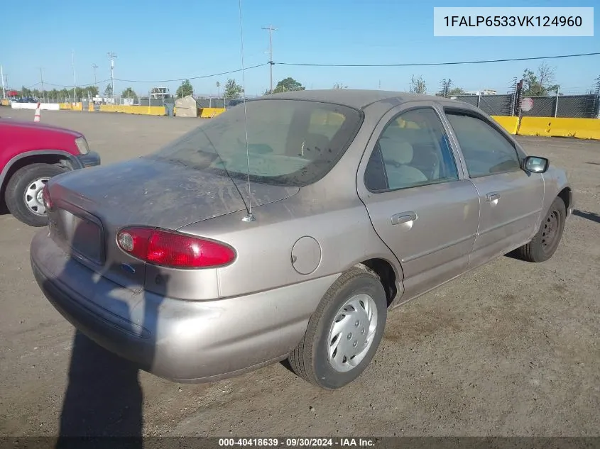 1997 Ford Contour Gl VIN: 1FALP6533VK124960 Lot: 40418639