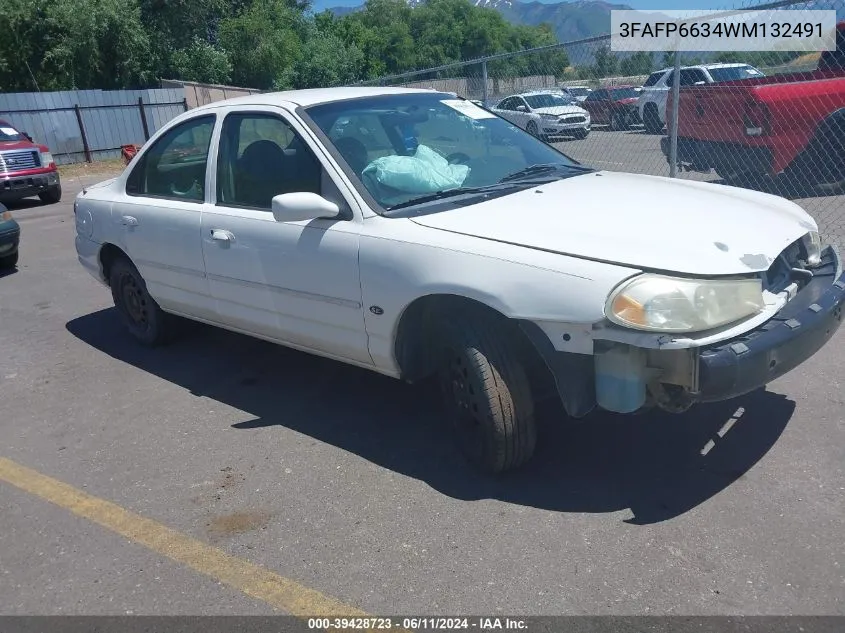 1998 Ford Contour Lx VIN: 3FAFP6634WM132491 Lot: 39428723