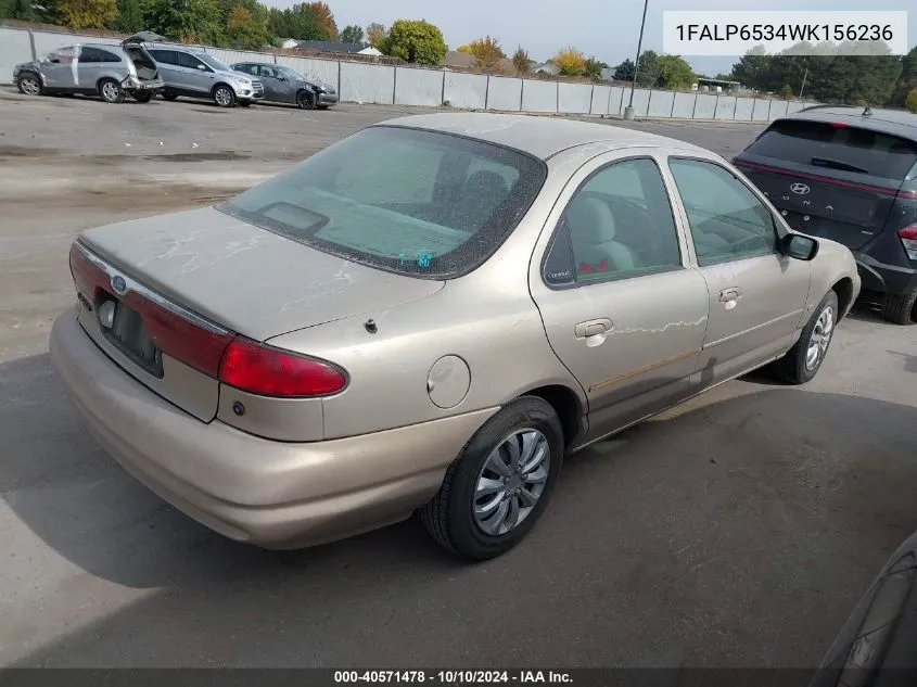 1998 Ford Contour VIN: 1FALP6534WK156236 Lot: 40571478