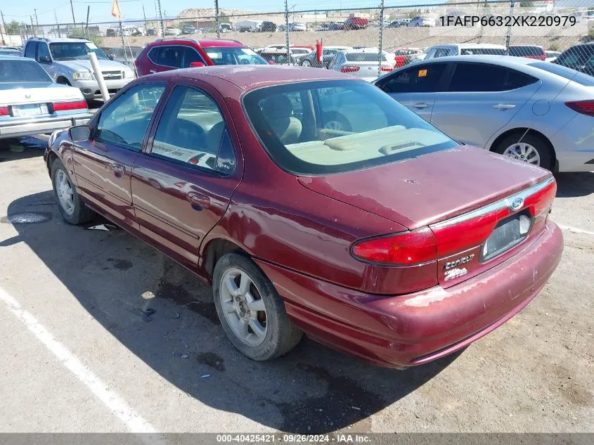 1999 Ford Contour Se VIN: 1FAFP6632XK220979 Lot: 40425421