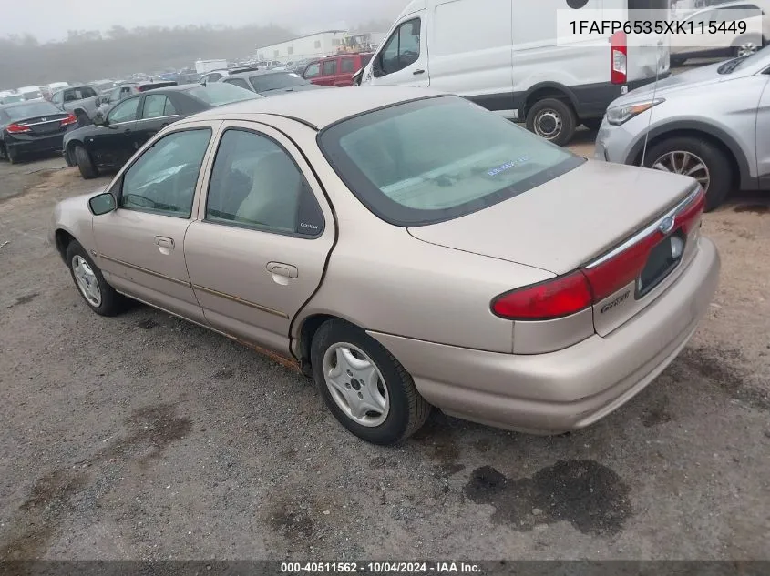 1999 Ford Contour Lx VIN: 1FAFP6535XK115449 Lot: 40511562