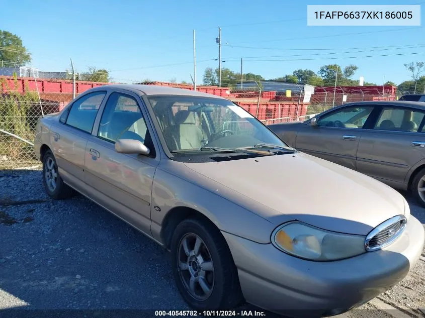 1999 Ford Contour Se VIN: 1FAFP6637XK186005 Lot: 40545782