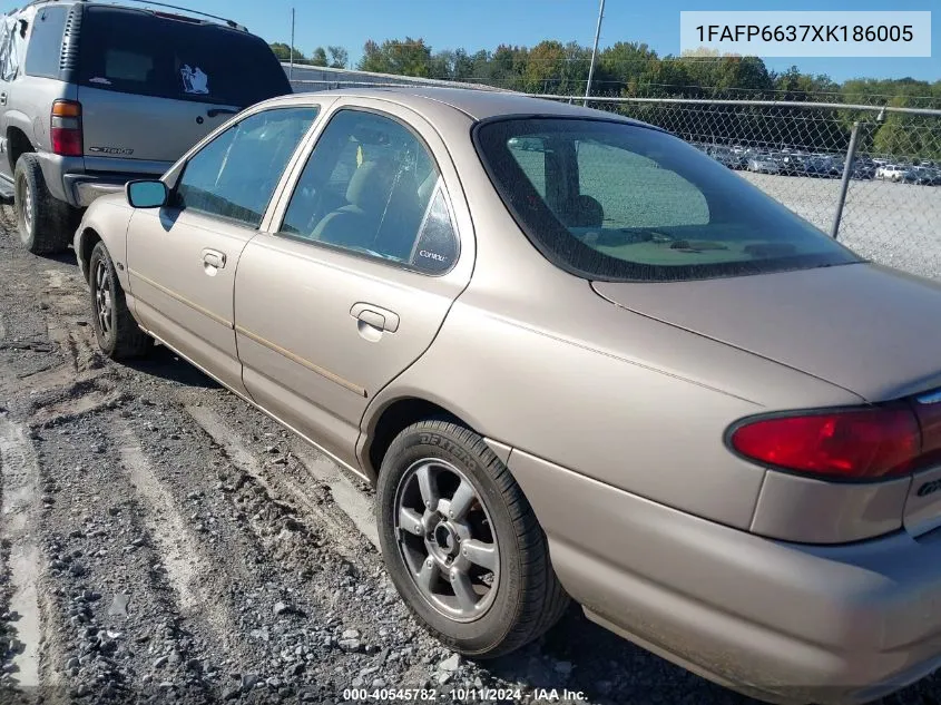 1999 Ford Contour Se VIN: 1FAFP6637XK186005 Lot: 40545782