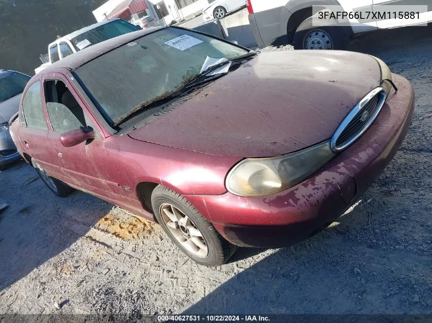 1999 Ford Contour Se VIN: 3FAFP66L7XM115881 Lot: 40627531