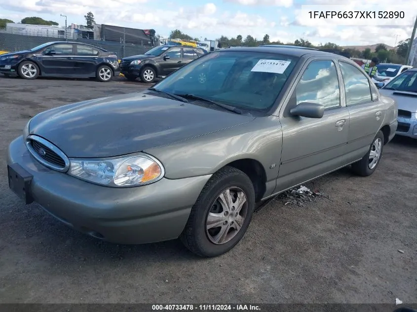 1999 Ford Contour Se VIN: 1FAFP6637XK152890 Lot: 40733478