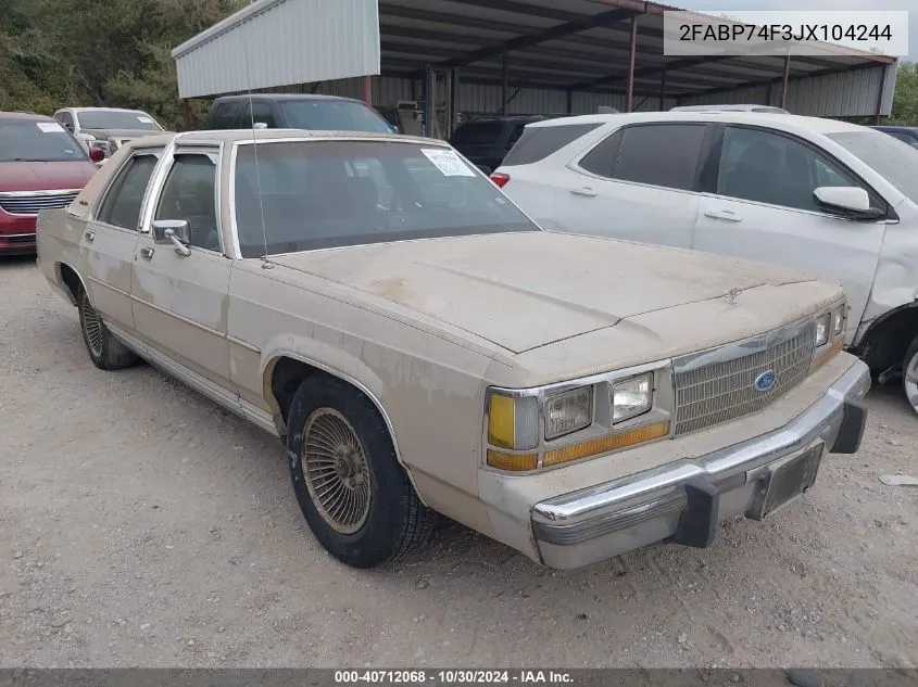 2FABP74F3JX104244 1988 Ford Crown Victoria Lx